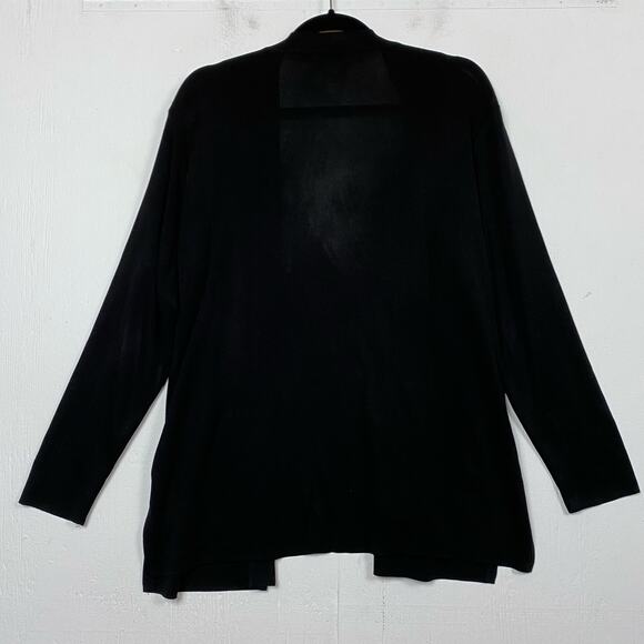 Misook Black Slinky Knit Open Front Cardigan Sweater Size Large Petite - Picture 5 of 6